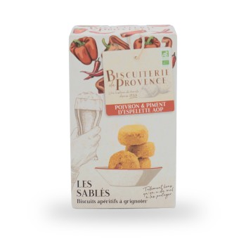 Biscuiterie de Provence, Aperitifkekse BIO rote Paprika und Chili aus Espelette - 90g
