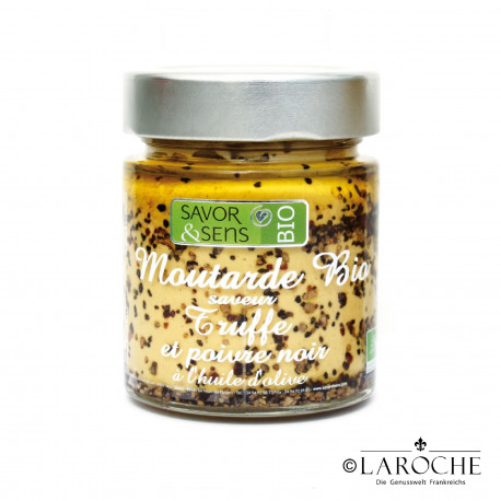 Savor & Sens, Senf mit Trüffel, schwarzem Pfeffer und Olivenöl