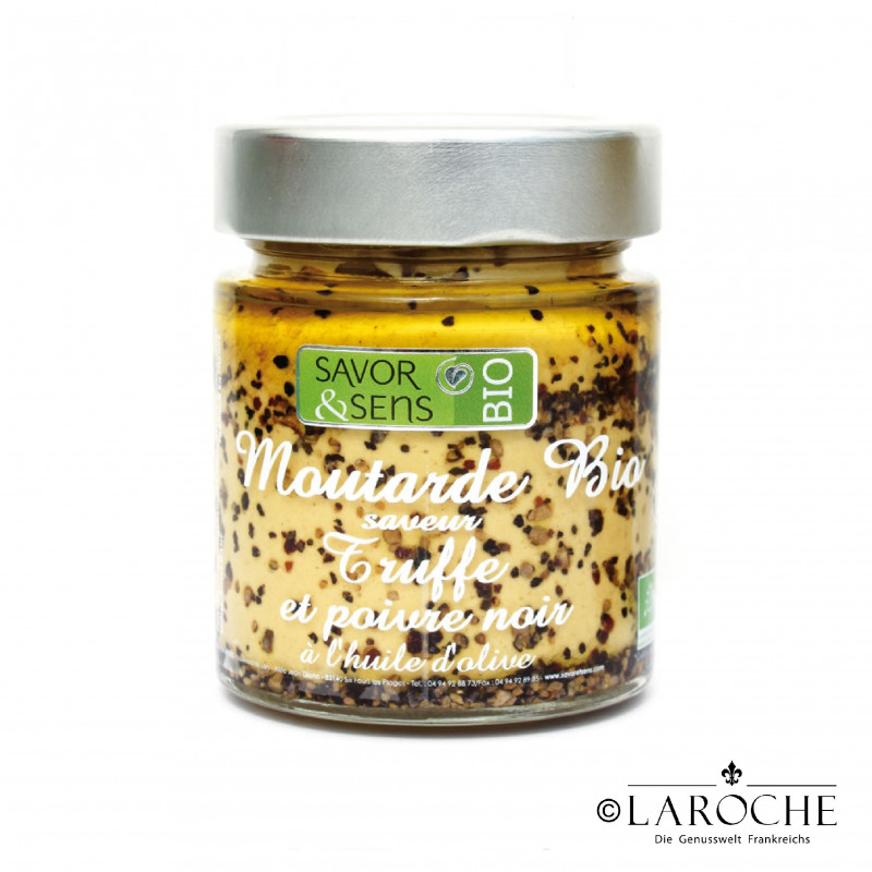 Savor & Sens, Senf mit Trüffel, schwarzem Pfeffer und Olivenöl