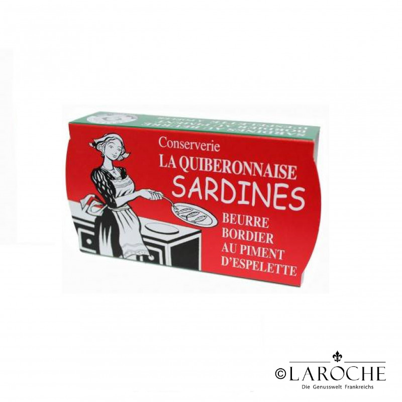 La Quiberonnaise, Sardinen in Bordier Butter mit Chili aus Espelette (zum anbraten) - 115g