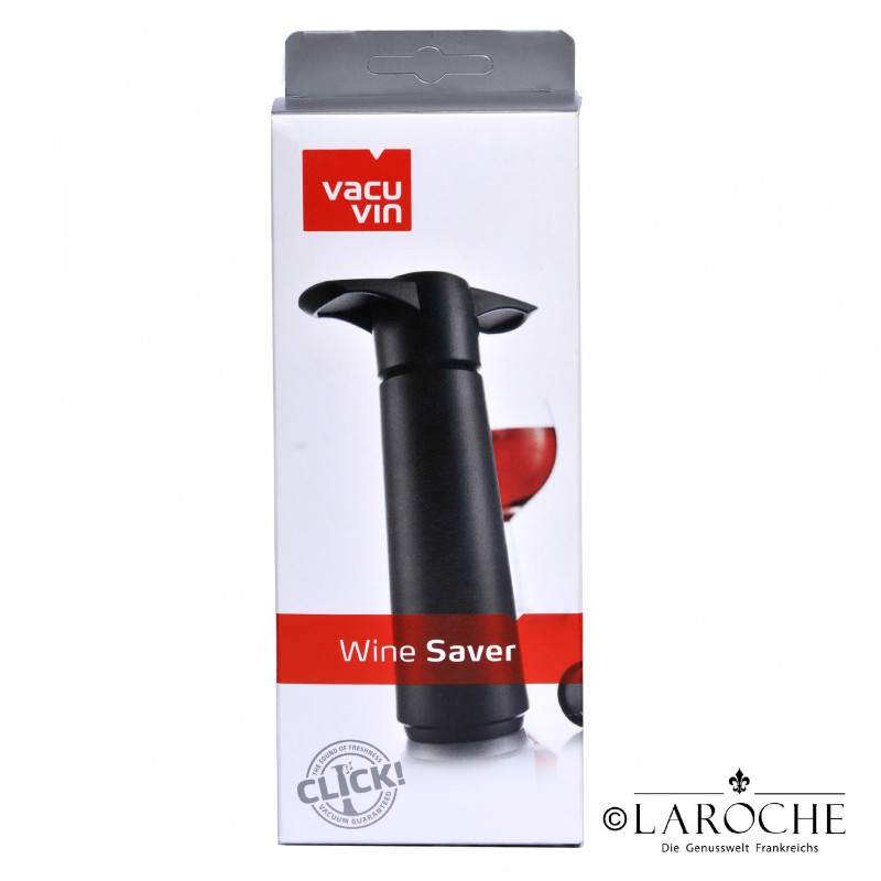 Aantrekkingskracht thermometer krom Black vacuum pump with wine stoppers, VacuVin