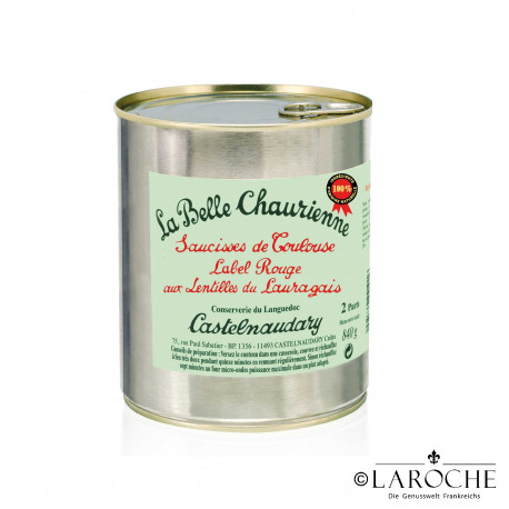 La Belle Chaurienne, Saucisses de Toulouse Label Rouge aux Lentilles du Lauragais