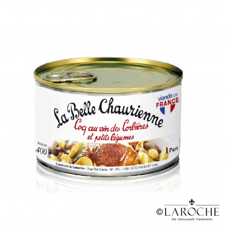 La Belle Chaurienne, Coq au vin aus dem Corbières mit kleinem Gemüse