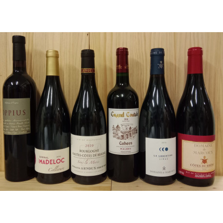 Carton de dégustation 8: France vins rouges sauf Bordeaux jusqu'à 25,-