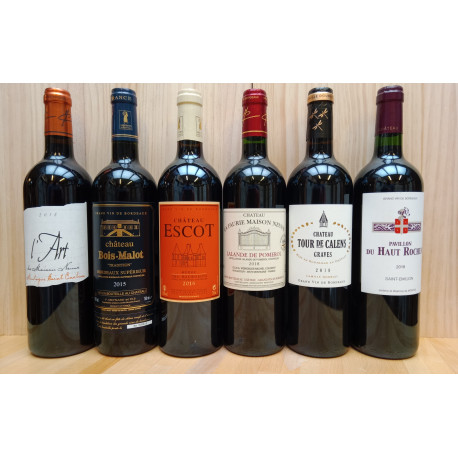 Carton de dégustation 7: vins rouges de Bordeaux jusqu'à 25,-