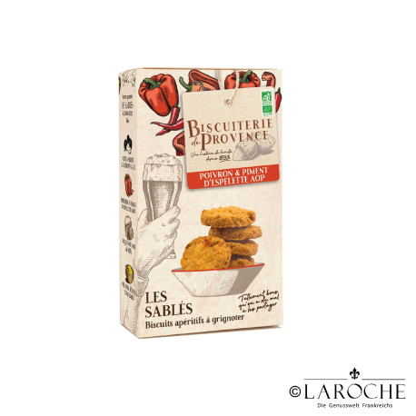 Biscuiterie de Provence, Aperitifkekse BIO rote Paprika und Chili aus Espelette