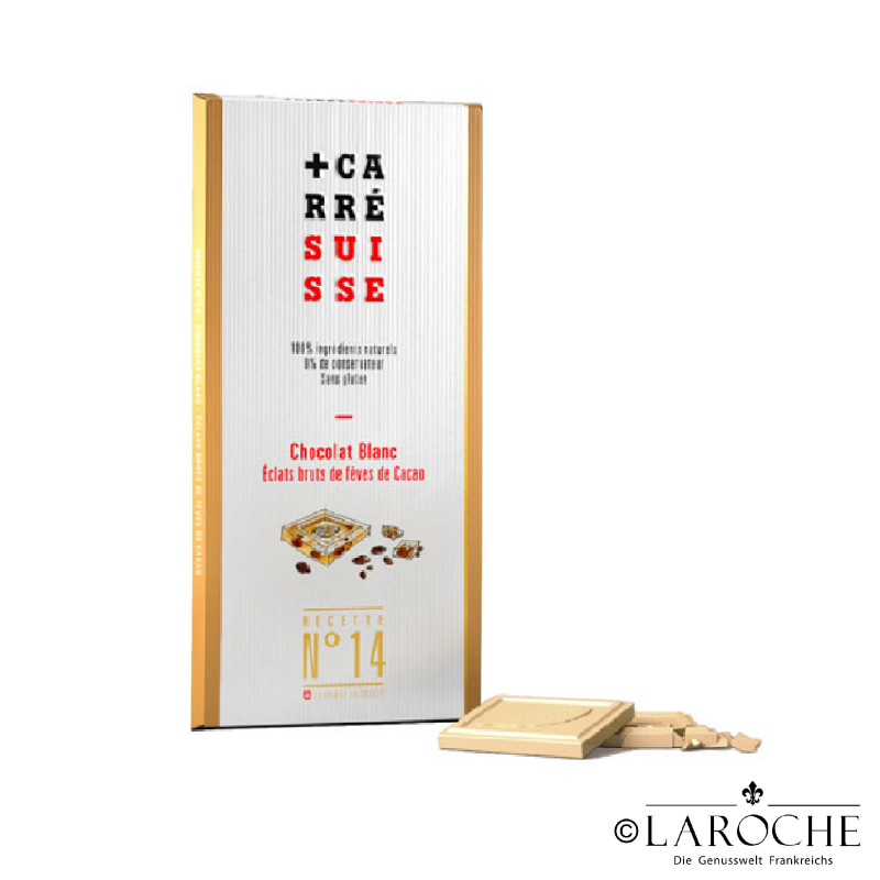 Carré Suisse, white chocolate with cocoa nibs ORGANIC