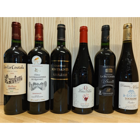 Carton de dégustation 5: vins rouges jusqu'à 12,-