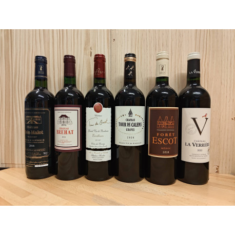 Carton de dégustation 7: vins rouges de Bordeaux jusqu'à 16,-