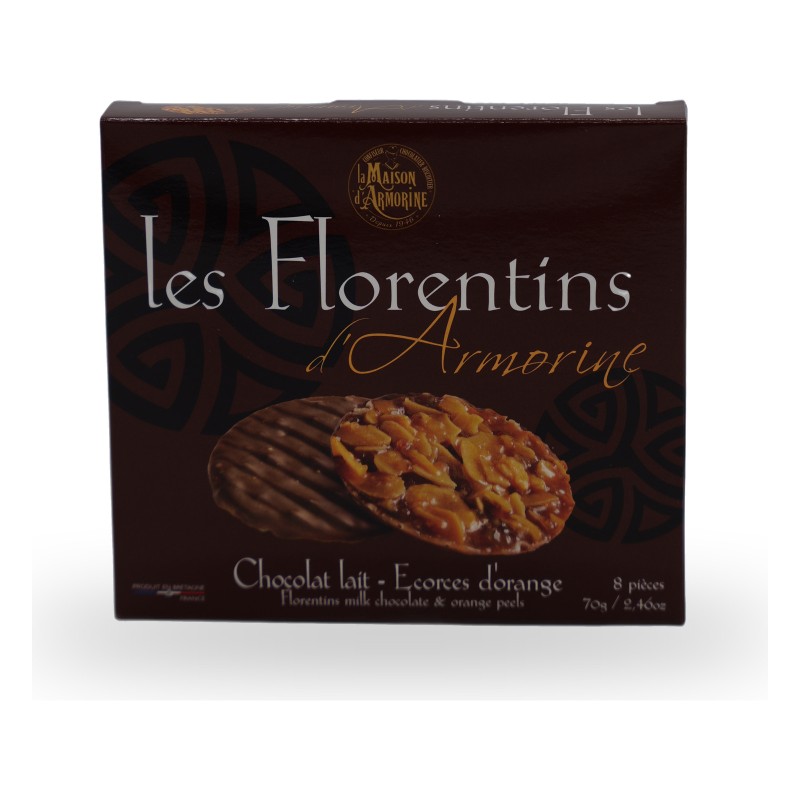La Maison d'Armorine, Florentiner - Milchschokoladentaler mit Orangenschale - 70g