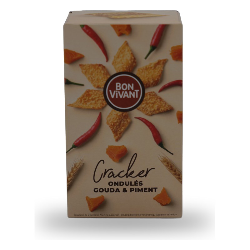 Bon Vivant, Curly Crackers Cheese & Chili peppers - 90g