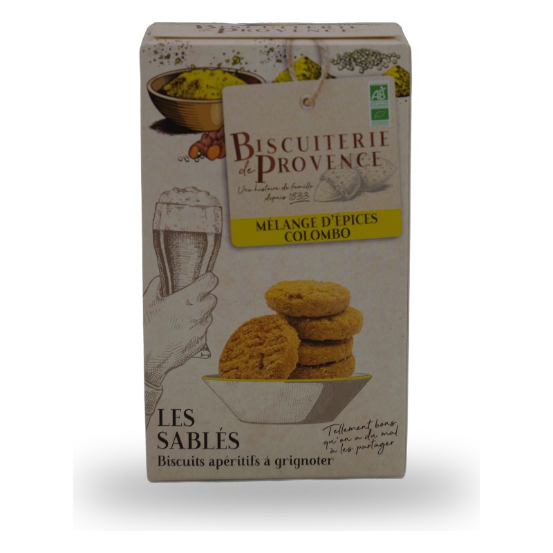 Biscuiterie de Provence, Organic shortbread appetizers with Colombo spices - 90g - SALES