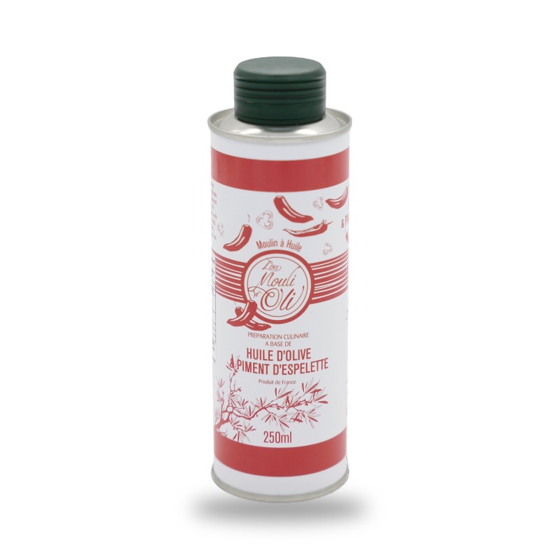 Lou Mouli d'Oli, Olivenöl mit Chili aus Espelette - 25cl