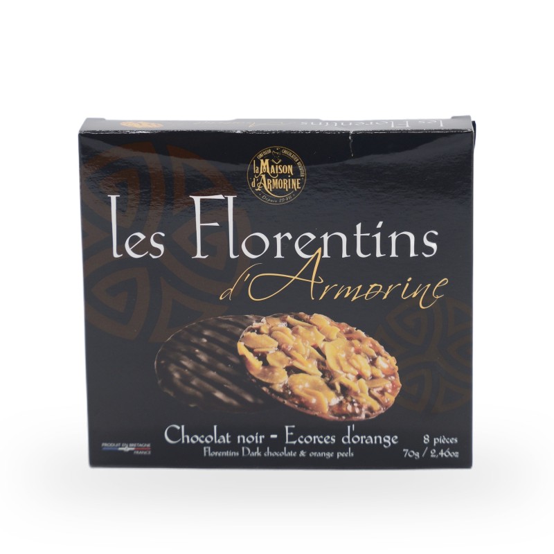 La Maison d'Armorine, Florentiner - Zartbitterschokoladentaler mit Orangenschale - 70 g