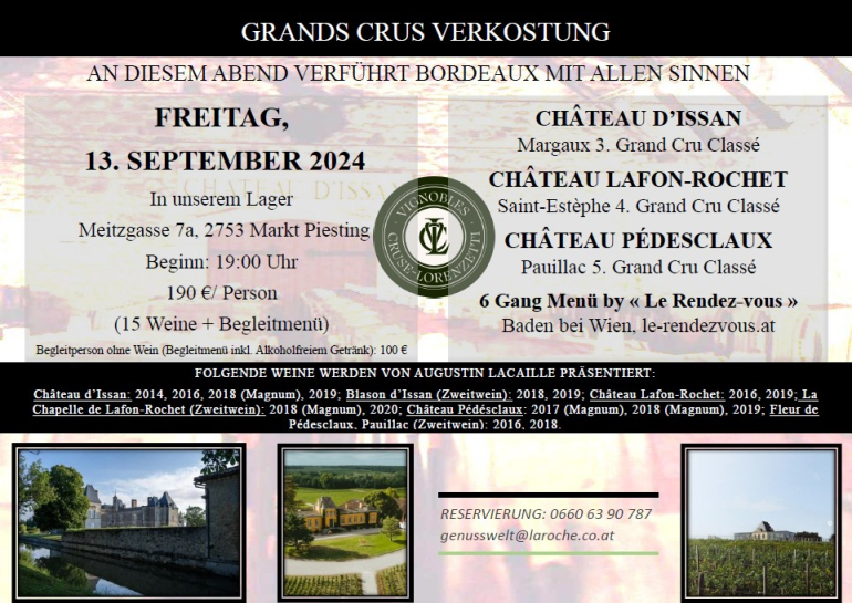 Grands Crus wine tasting September 13th 2024