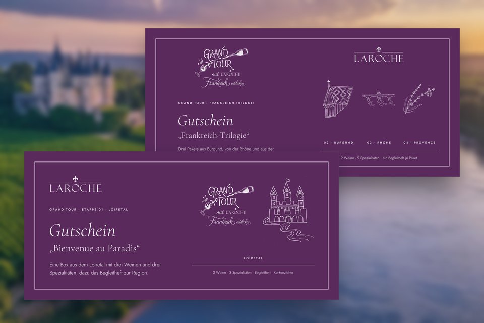 Die Grand-Tour-Gutscheine Bienvenue au Paradis und Frankreich-Trilogie